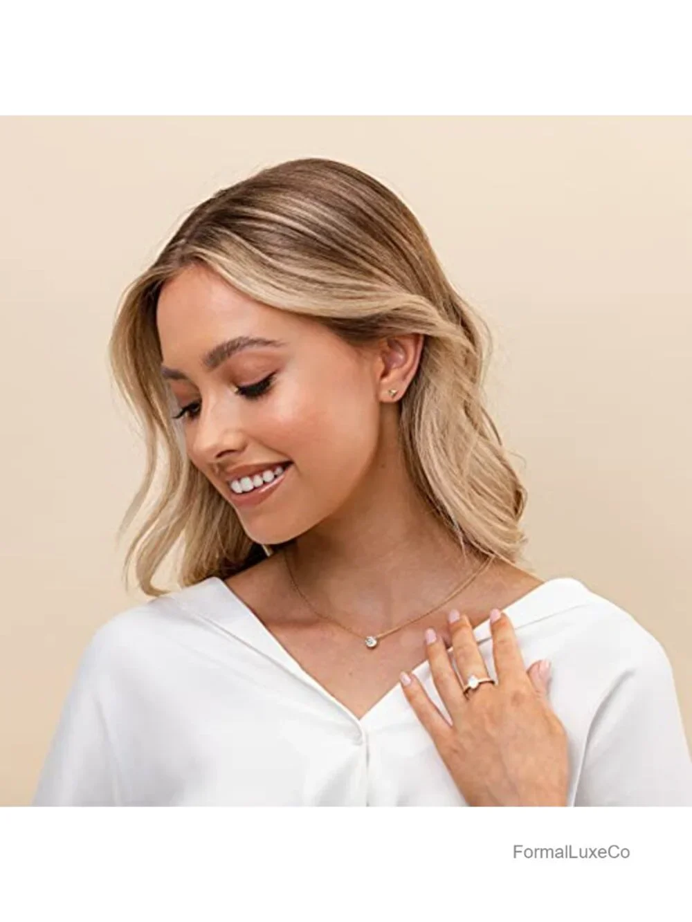 14K Gold Plated Cubic Zirconia Solitaire Pendant Dainty Choker Necklace
